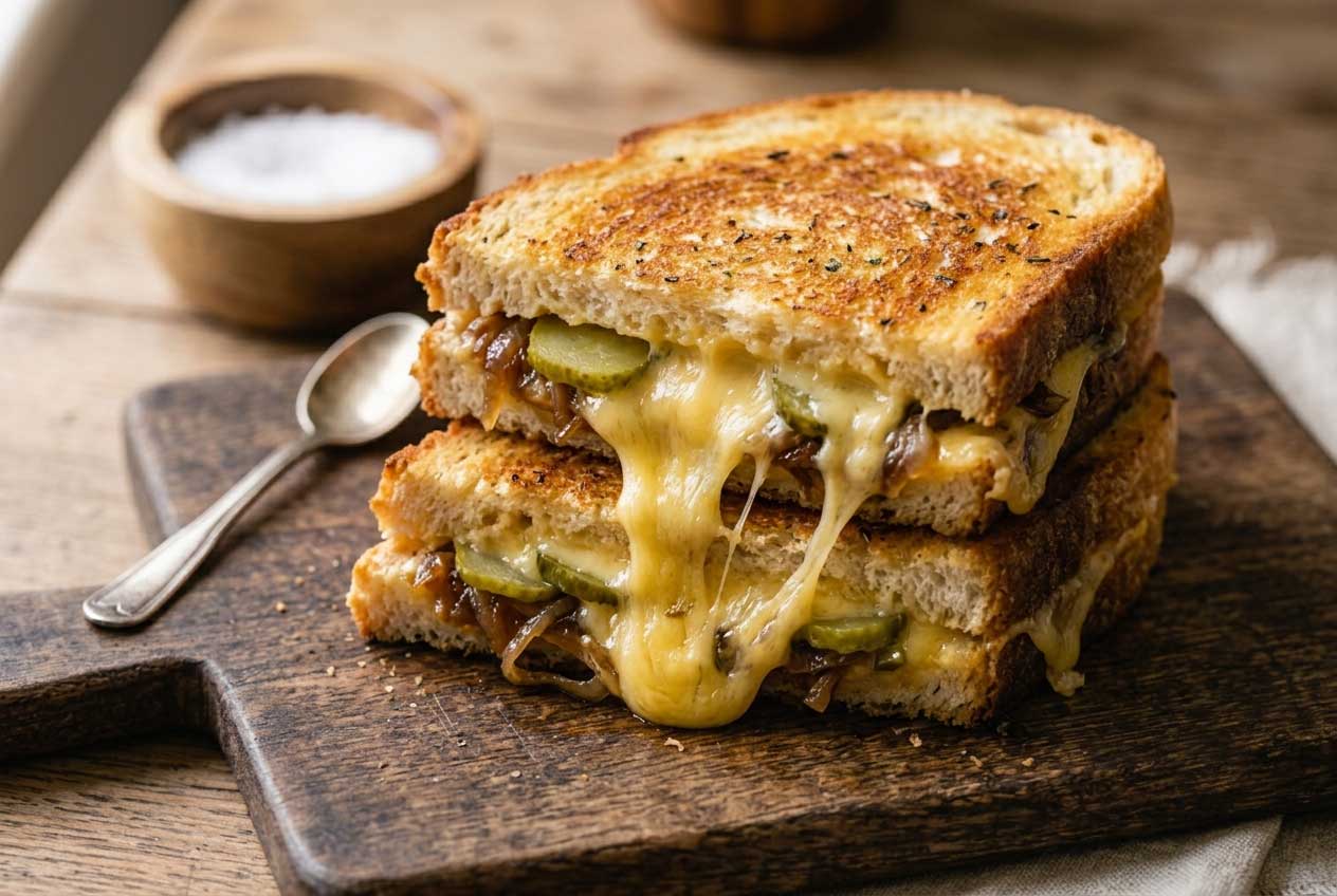 Gherkin, Cheddar & Caramelised Onion Toastie
